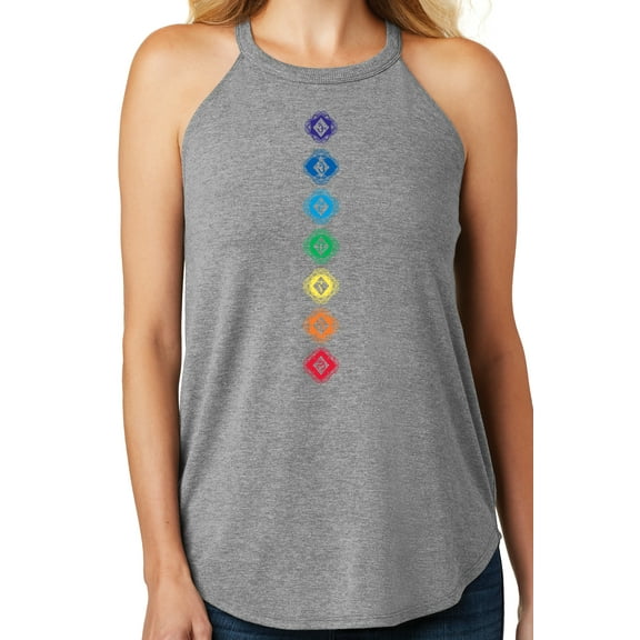 Women's 7 Diamond Chakras Yoga Tank Top, 2XL Grey Heather