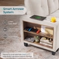 thumbnail image 5 of LINSY HOME 83" Modular Sectional Sofa with Pull Out Bed, Multi-functional Armrest & Storage Chaise, 3-Seat Pull Out Couch with Shelves, USB Ports & Cup Holders, Chenille Beige, 5 of 11