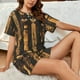 thumbnail image 4 of Fotbe Ancient Egyptian Hieroglyph Conjunto de Pijama Estampado para Mujer, 2 Piezas, Ropa de Dormir con Camiseta de Manga Corta y Shorts Suaves-X-Large, 4 of 6