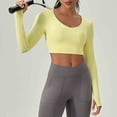 thumbnail image 6 of Dagugfen Workout Tops for Women Long Sleeve Crewneck Lightwieght Stretchy Spandex Quick Drying Crop Tops Gym Athletic Tops, 6 of 8