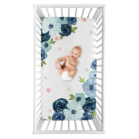 UPC: 0846480073604 | Pink Blue Watercolor Floral Photo Op Fitted Crib Sheet by Sweet Jojo Designs