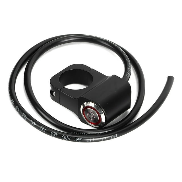 12V 25mm/0.98in Focos LED de acero inoxidable impermeables Interruptor de manillar para motocicletas ATV Negro