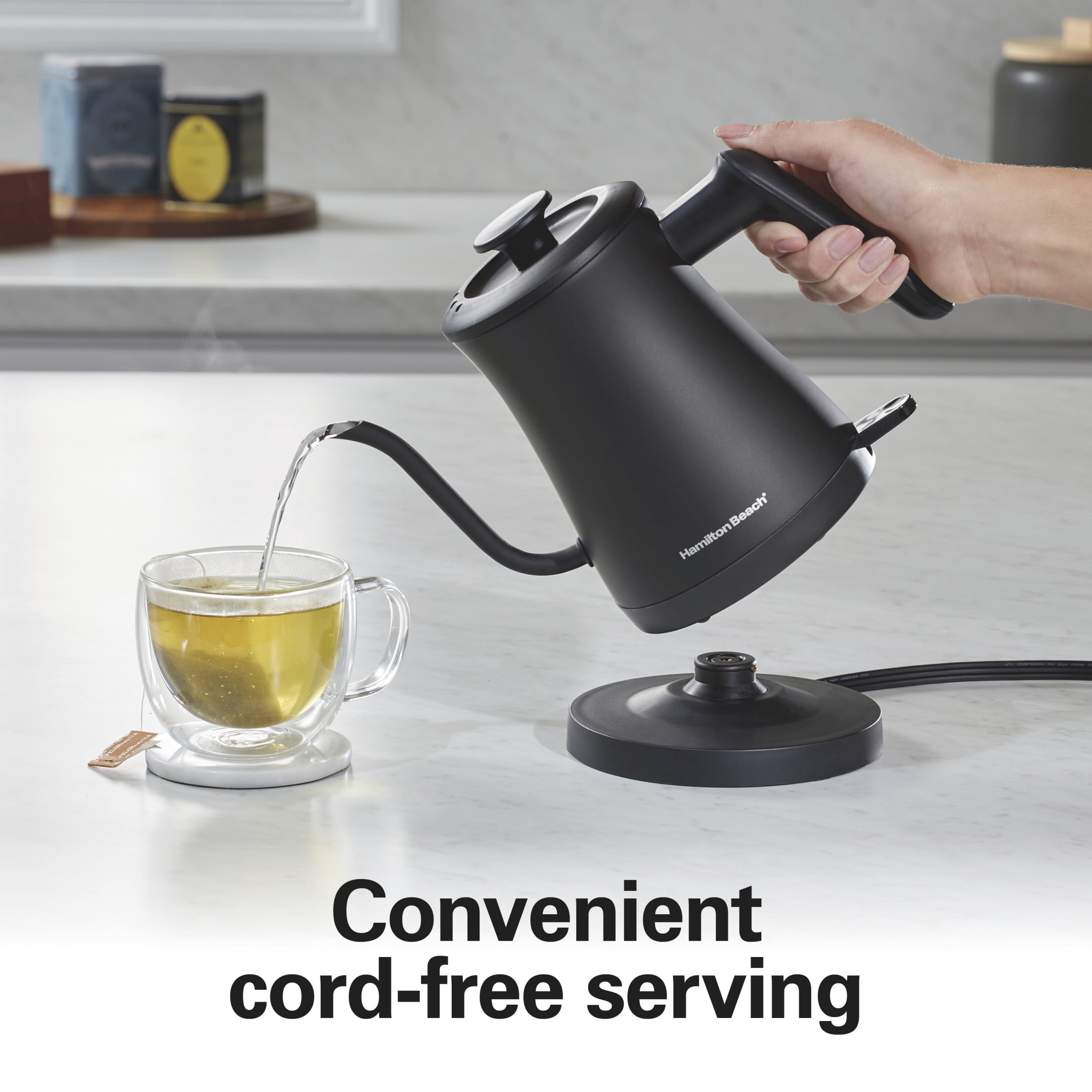 Hamilton Beach Compact Gooseneck Electric Kettle, Tea & Water Kettle, 0.6L (20 oz)