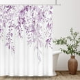 thumbnail image 2 of Lilac Light Purple Eucalyptus Shower Curtain Sets, Watercolor Leaves on The Top Plant with Floral Bathroom Decoration 72x72 Inch with Hooks, 2 of 6
