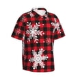 thumbnail image 2 of Haiem Snowflakes On A Buffalo Plaid Printed Hawaiian Shirt for Men - Men’s Casual Beach Summer Shirts - Stretch Fabric with Modern Fit-X-Large, 2 of 9