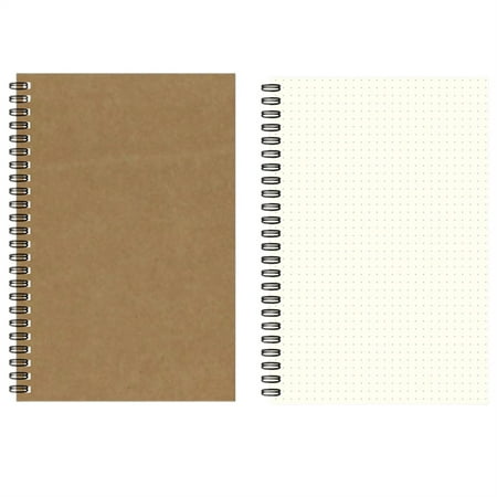 Yettn Notebook A5 Spiral Bound Journal Notebook 100 Page Soft Kraft Cover Dot Grid & Blank Pages for Office Travel Sketchbook & Business Memo Notepad