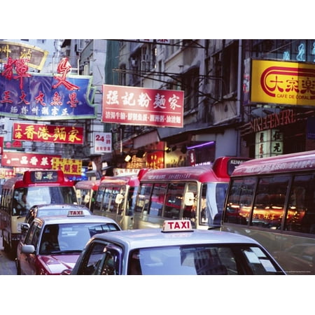 Hong Kong Bus Taxis and Buses, Causeway Bay, Hong Kong Island, Hong Kong, China, Asia Print Wall Art By Amanda Hall ()
