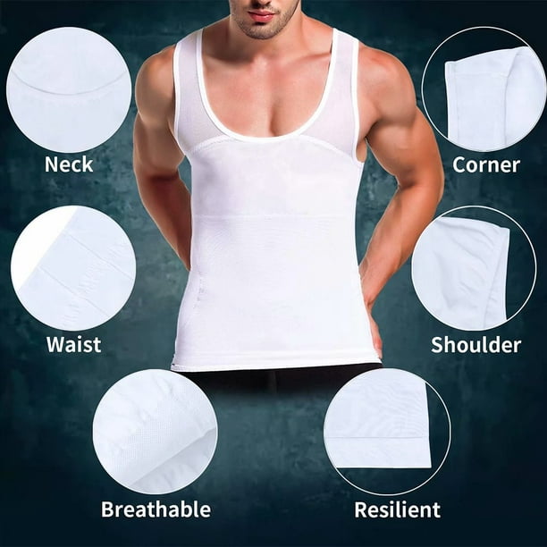 Mens Slimming Body Shaper Vest Shirt Abs Compression Shirt Waist
