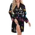 thumbnail image 3 of Colorfull Butterfly Pajama Robe V Neck Lots of Pretty Butterflies Dress Lady Long Sleeve Room Sleepwear Print Pajamas Robes, 3 of 7