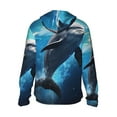 thumbnail image 3 of Uemuo Ice Blue Ocean Cute Dolphin Pattern Women's Full Zip UPF 50+ Sun Protection Hoodie Jacket Long Sleeve Sun Shirt Hiking Outdoor Performance with Pockets-, 3 of 9