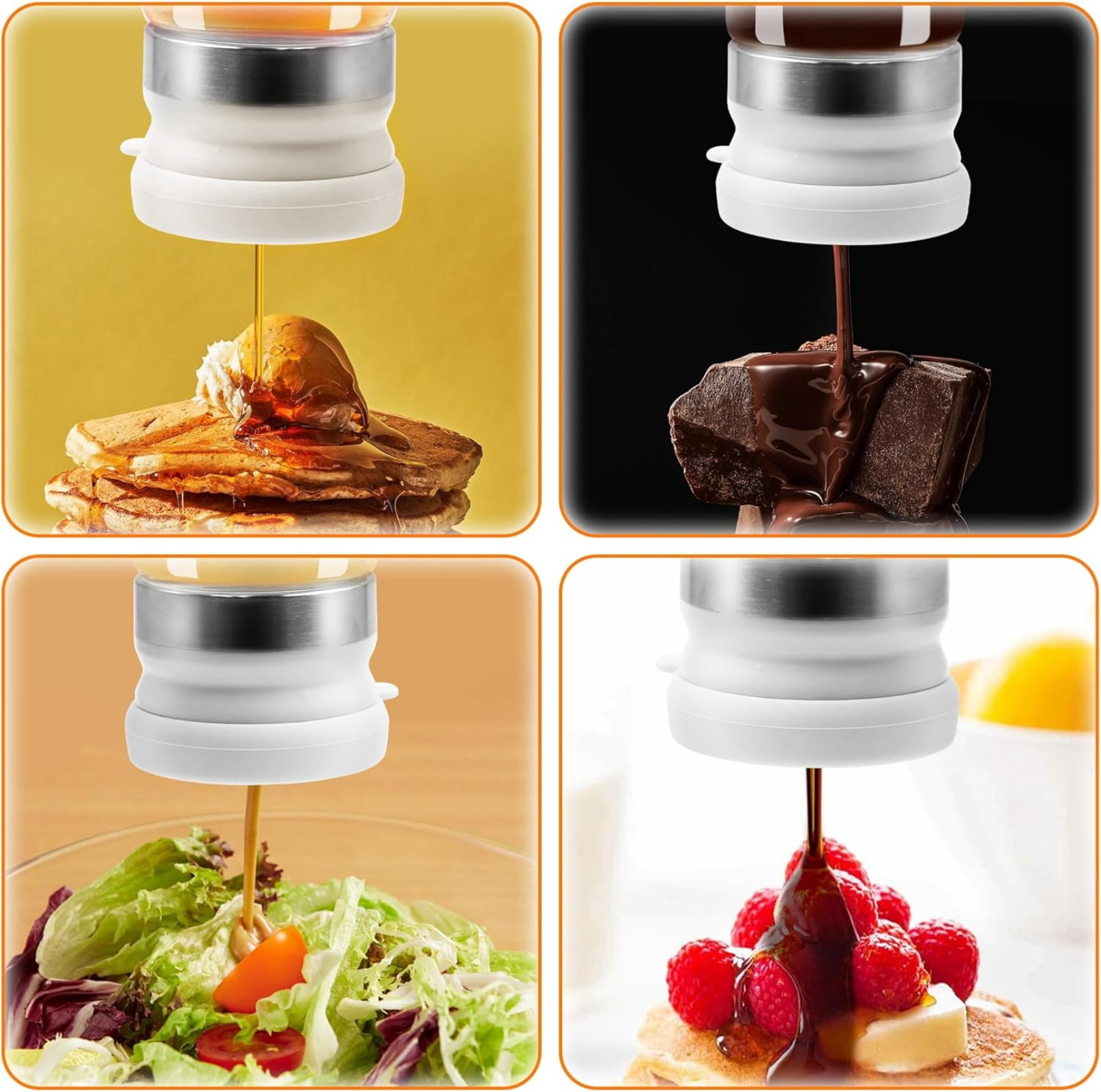 No-Drip Glass Honey Dispenser 10 OZ - Honey Jar with Handle Base, Syrup Dispenser for Maple Syrup Coffee Tea, Mess-Free Container for Pancakes