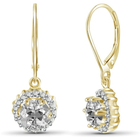 JewelersClub 1 3/4 Carat T.G.W. White Topaz And White Diamond Accent 14kt Gold Over Silver Drop Earrings