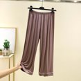 thumbnail image 5 of Bovxnpu Women's Pajama Pants Sleep Lounge Bottoms Cotton Capris Straight Leg Loose Casual Home Wear Pants Sleepwear, 5 of 8