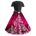 thumbnail image 3 of Pisexur Robe de Noël Mode Décontractée à Imprimé Floral Manches Courtes Col Rond Robe Haute pour Invité de Mariage, Robe de Fête de Noël, 3 of 3
