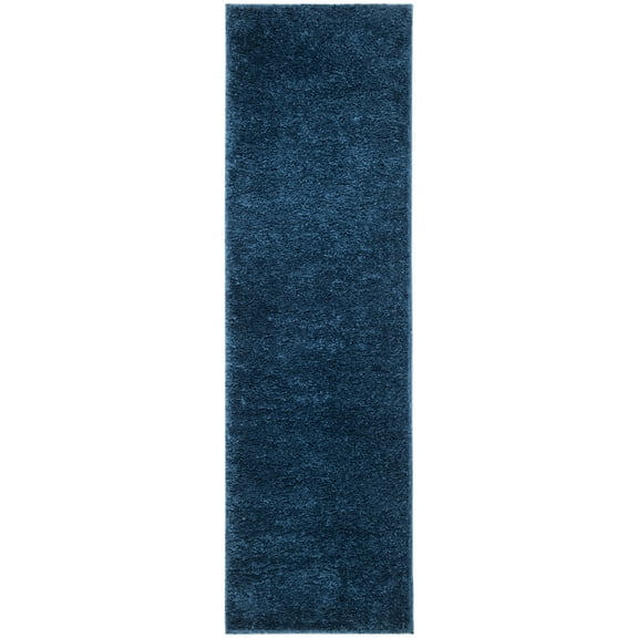 SAFAVIEH August Carlene Solid Plush Shag Runner Rug, Navy, 2'3" x 12'