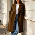 thumbnail image 5 of Vixolx Winter Peacoat for Women Fashion Notched Lapel Collar Double Breasted Woolen Coat with Side Pockets Solid Long Sleeve Overcoat, 5 of 9