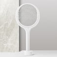 thumbnail image 4 of Matamoscas eléctrico ángulo ajustable lámpara antimosquitos matamoscas repelente mosquitos recargable con varilla extensión telescópica (tipo corto) 5 en 1 blanco - montado en la pared con base, 4 of 9