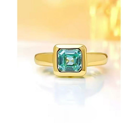 Octagon Cut Lab-Created Swiss Blue Topaz Solitaire Bezel Ring in 925 Sterling Silver - Elegant Jewelry Gift for Women