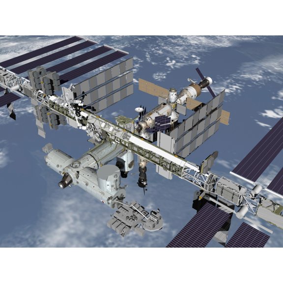 Computer generated view of the International Space Station Canvas Art - Stocktrek Images (32 x 24)