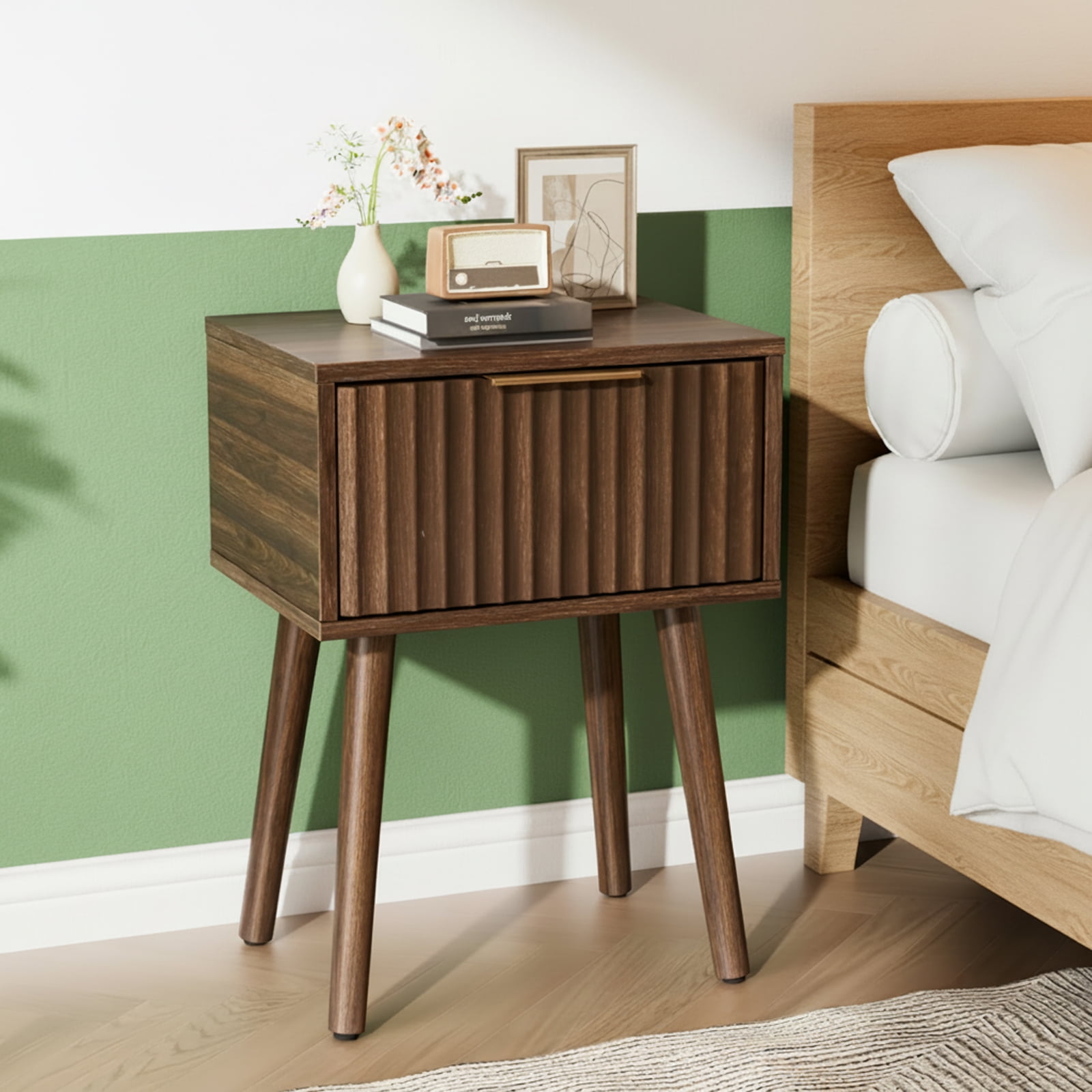 Ktaxon Set of 2 Solid Wood Nightstand,  End Table, Side Side End Table for Bedroom Furniture, Brown