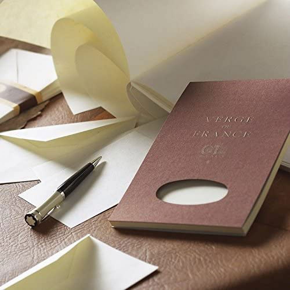 G. Lalo Vergé de France A5 (5-7/8” x 8-1/4”) Writing Tablet, 50 Sheets, 100g Ivory Laid Finish Paper