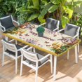 thumbnail image 2 of Happy Easter Table Cloths for 4 Foot Rectangle Tables, Rabbit Eggs Spring Mushrooms Flowers Yellow Patio Waterproof Elastic Fitted Tablecloths, Washable Rectangular Table Cover for Camping, 2 of 8