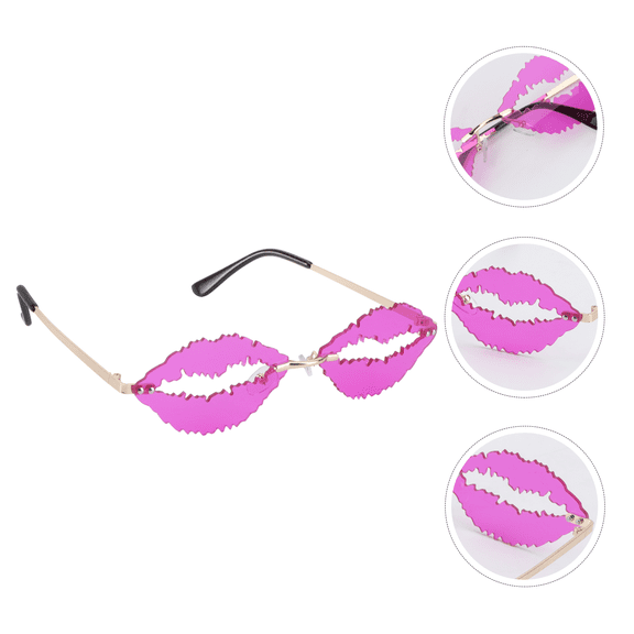 HINTRMENT Violet Lip Shaped Sunglasses for Photo with Sturdy Metal Structure Lightweight and Portable Small Size