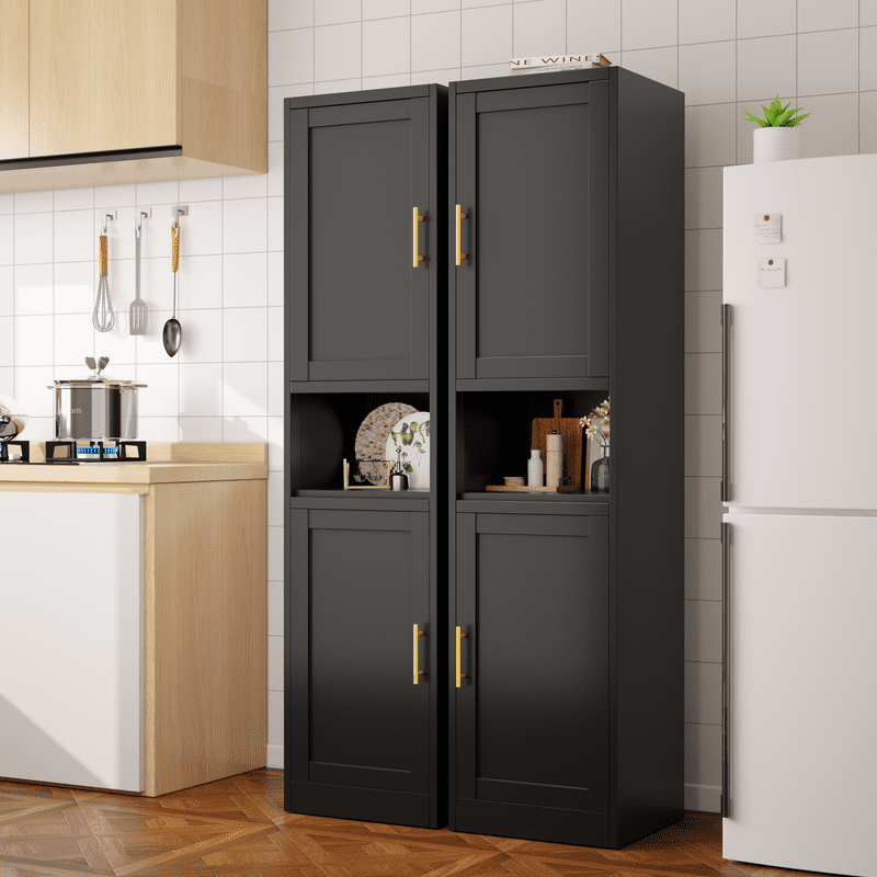 15.75"W Freestand Metal Tall and Thin Narrow Corner Storage Cabinet for Kitchen Bathroom Living Room