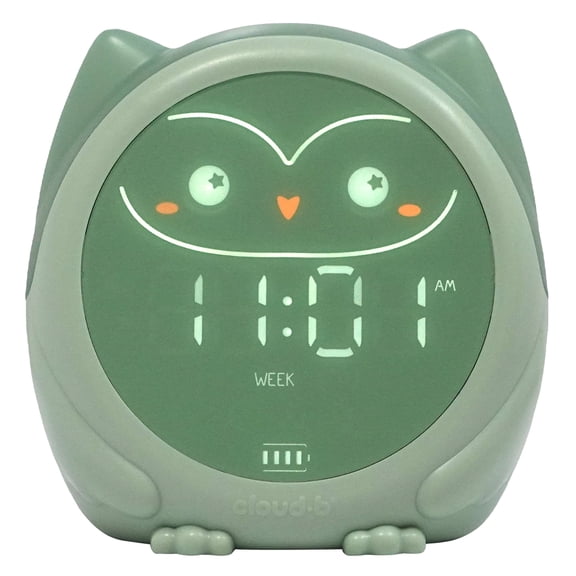 Owlie Soothing Sounds Nightlight and Clock with Sleep Training and Wake-Up Light by Cloud B