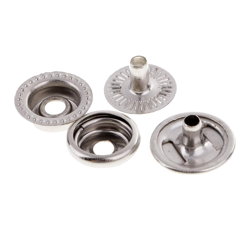 HILABEE 6x30 Sets Metal Snap Buttons Press Popper Fasteners 12.5mm Sliver 6 Pcs
