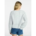 thumbnail image 3 of No Boundaries Cable Crewneck Drop Shoulder Sweater, Midweight, Women's XXS-XXL, 3 of 5