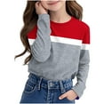 thumbnail image 3 of Lmnyox Girls Long Sleeve Crew Neck Shirt Color Block Basic Pullover Tee Kids Teens Fashion Tops Clothes, 3 of 7