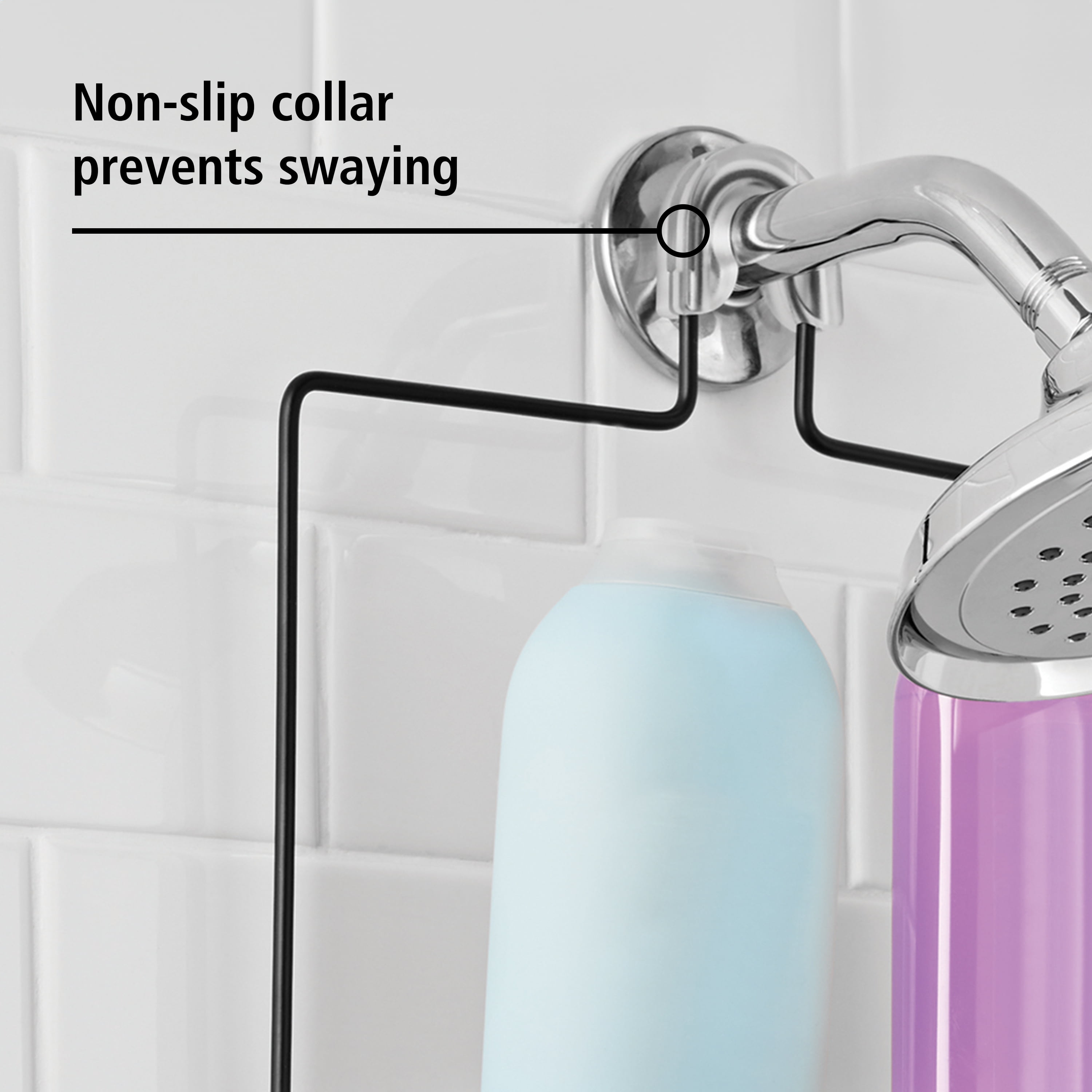 Mainstays Premium Matte Black Hanging Shower Caddy with 2 Shelves and Soap Tray
