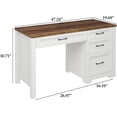 thumbnail image 2 of Farmhouse Executive Desk with Drawers, Wood Computer Desk with Ample File Drawer, Rustic Home Office Desk with Storage for Bedroom, Living Room, White, 2 of 7