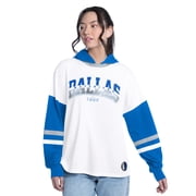 Women's G-III 4Her by Carl Banks White/Royal Dallas Mavericks Key Player Oversized Hooded Long Sleeve T-Shirt