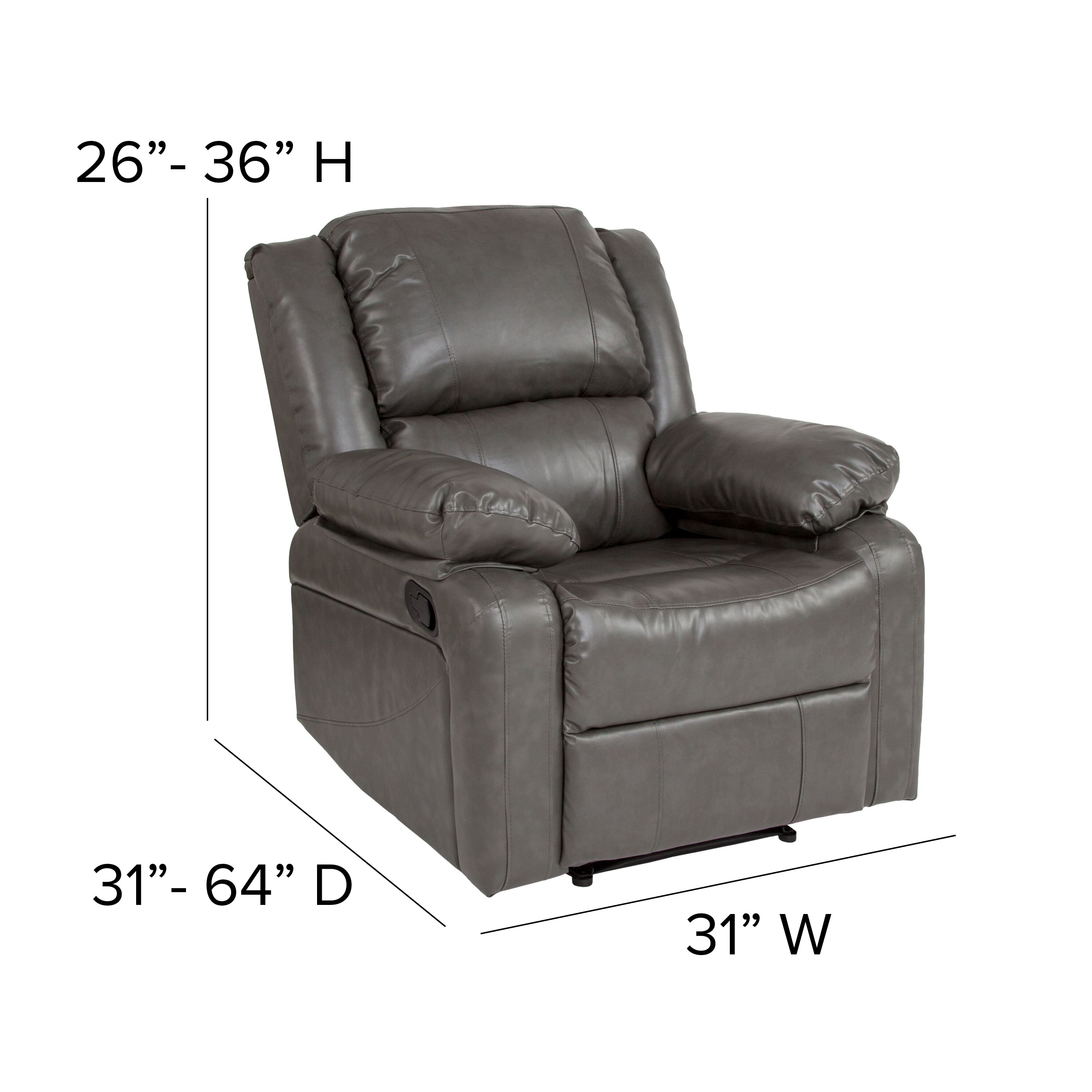 Flash Furniture Harmony Series Gray LeatherSoft Recliner