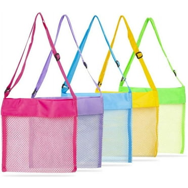 Beach Toys Seashell Shell Bags Beach Bag for Kids 5 Pcs Colorful Mesh Beach Bags