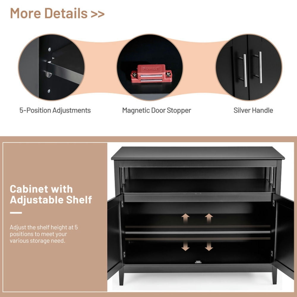 Finihen Kitchen Storage Cabinet, Buffet Sideboard, Modern Practical Wooden Kitchen Lockers with Large Storage Space, for Dining Room, Kitchen, Living Room, Black Finihen Kitchen Storage Cabinet, Buffet Sideboard, Modern Practical Wooden Kitchen Lockers with Large Storage Space, for Dining Room, Kitchen, Living Room, Black