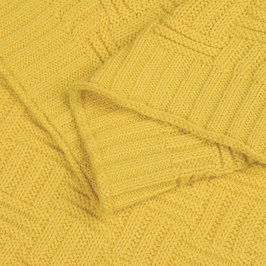 Unique Bargains Cotton Knitted Throw Blanket for Couch, 50" x 60",  Yellow