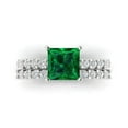 thumbnail image 2 of Clara Pucci 18K White Gold 2.63 Simulated Emerald Engraveable Engagement Ring + Wedding Band Set, 2 of 7