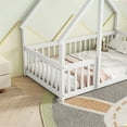 thumbnail image 5 of Bellemave Twin Size Floor Bed Frame, Wooden House Bed Twin Size with Fence, Montessori Bed with Guardrails for Bedroom(White), 5 of 9