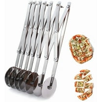 7 Wheel Pizza Pastry Cutter Stainless Steel Expandable Pizza Slicer Adjustable Cutter Roller Cookie Dough Cutter Divider Kitchen Tool