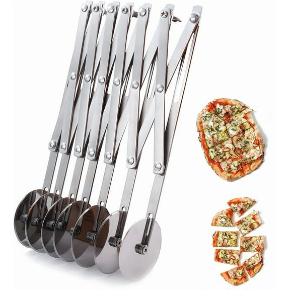 7 Wheel Pizza Pastry Cutter Stainless Steel Expandable Pizza Slicer Adjustable Cutter Roller Cookie Dough Cutter Divider Kitchen Tool