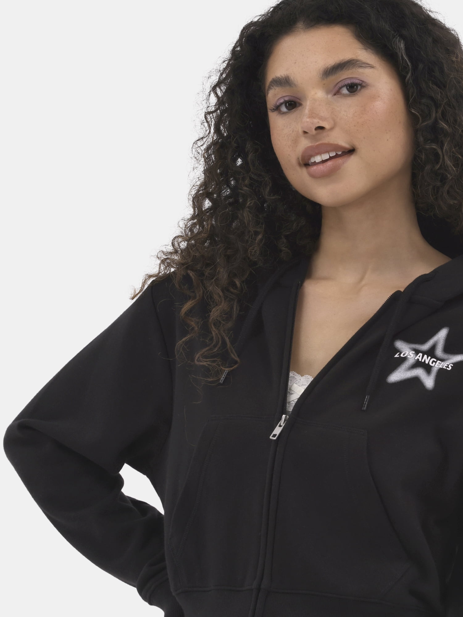 No Boundaries Cropped Zip Up Hoodie, Women's