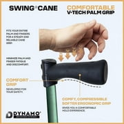 Dynamo Swing Cane - Lightweight, Heavy Duty, All-Terrain and Adjustable - Soft Ergonomic Grip, Articulating Cane Base, Stylish, Perfect for Seniors, Men and Women for Stability and Balance (Black)