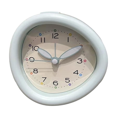 DefiDgd Vintage Cute Irregular Round Alarm Clock,Retro Analog Alarm Clock,Battery Operated Silent Non Ticking Small Clock with Night Light for Living Room Bedroom Desk Decoration(Blue)