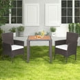 thumbnail image 1 of Costway 3PCS Patio Wicker Dining Set Acacia Wood Table Top with Cushioned Chairs Garden, 1 of 10