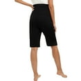 thumbnail image 4 of WBQ Women's Over The Belly Maternity Bermuda Shorts Loose Casual Pregnancy Short Pants Adjustable Waistband Pajama Shorts Side Lace Trim Comfy Pregnancy Lounge Shorts, S-3XL, 4 of 6