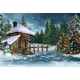 thumbnail image 3 of GreenDecor Christmas Cottage Backdrop 7x5ft Photography Backdrop Christmas Tree Decoration Fence Snowman Winter Snow Pine Forests Children Baby Kids Photos Video Studio Props, 3 of 5