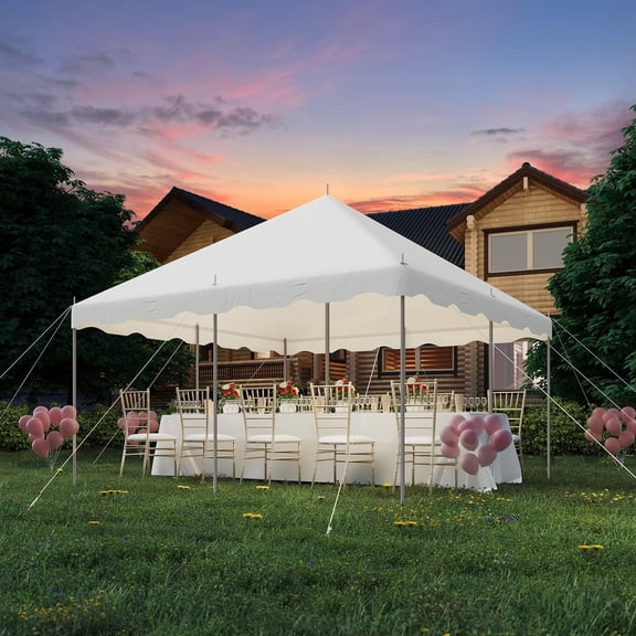 SOBREMESA 15x15ft Pole Party Tent, Heavy Duty Outdoor Canopy with Carry Bags, Large White Event Tent for 40 People, Ideal for Parties, Weddings, and Gatherings